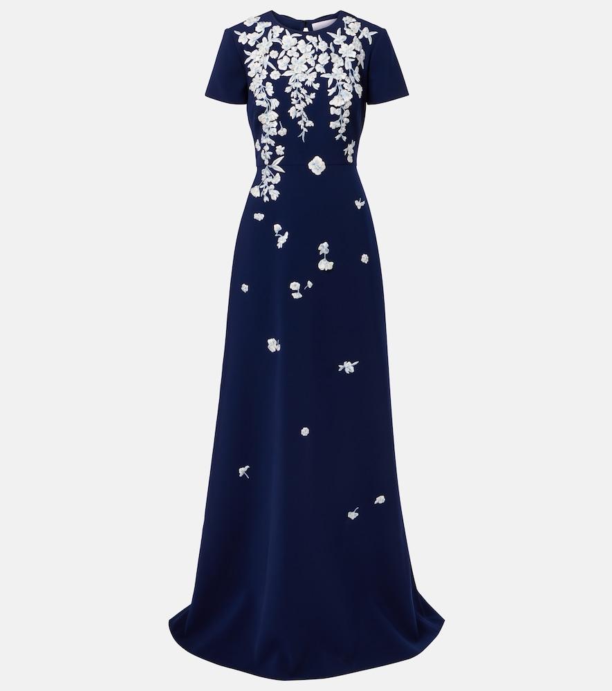carolina herrera embroidered bow-detail gown