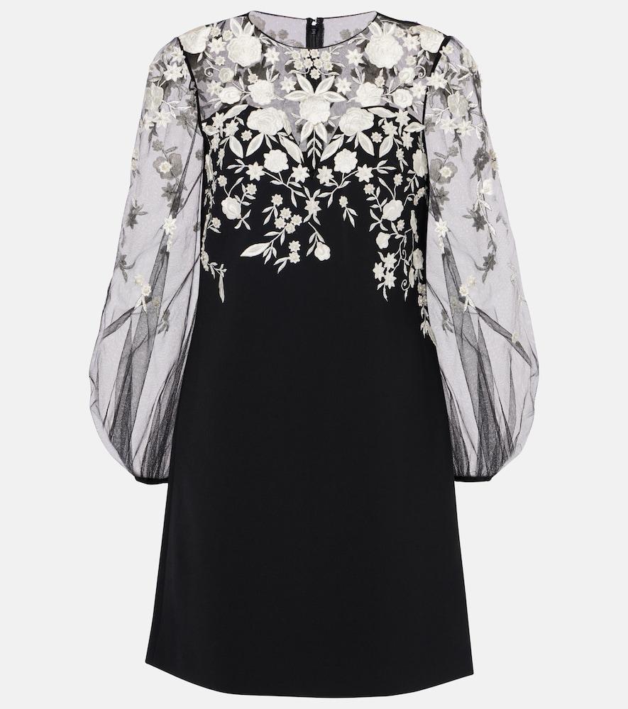 carolina herrera embroidered puff-sleeve minidress