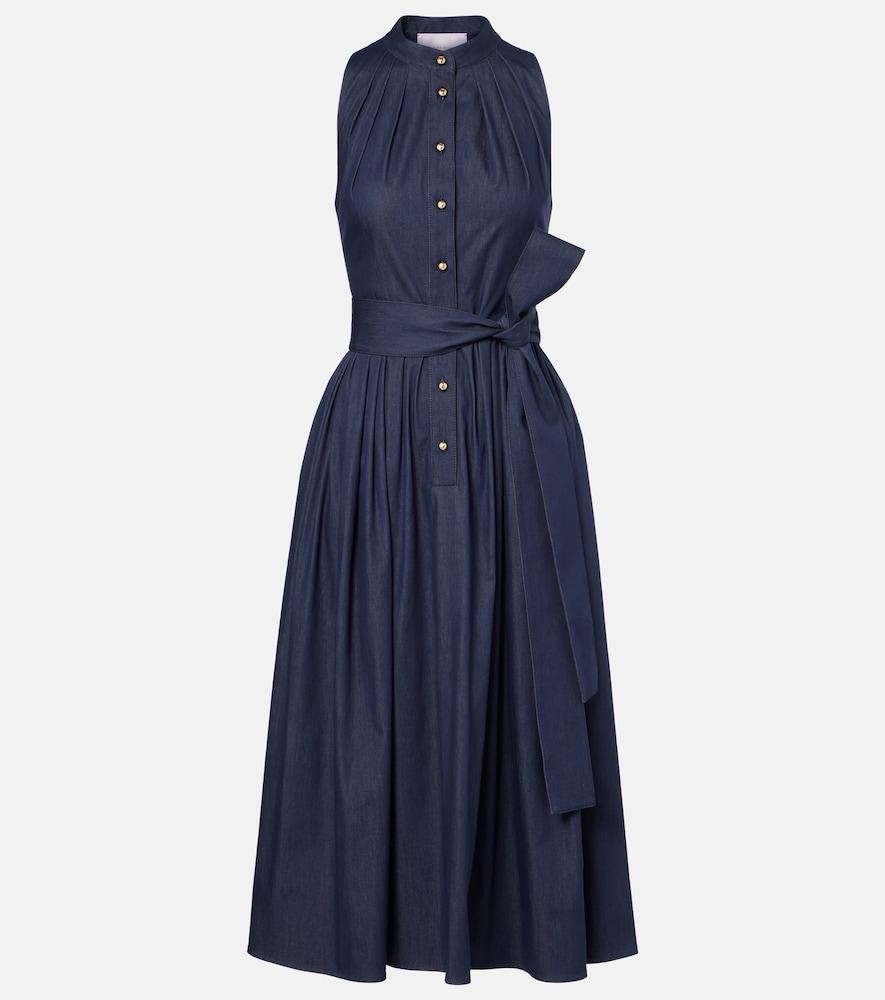 carolina herrera gathered cotton-blend midi dress