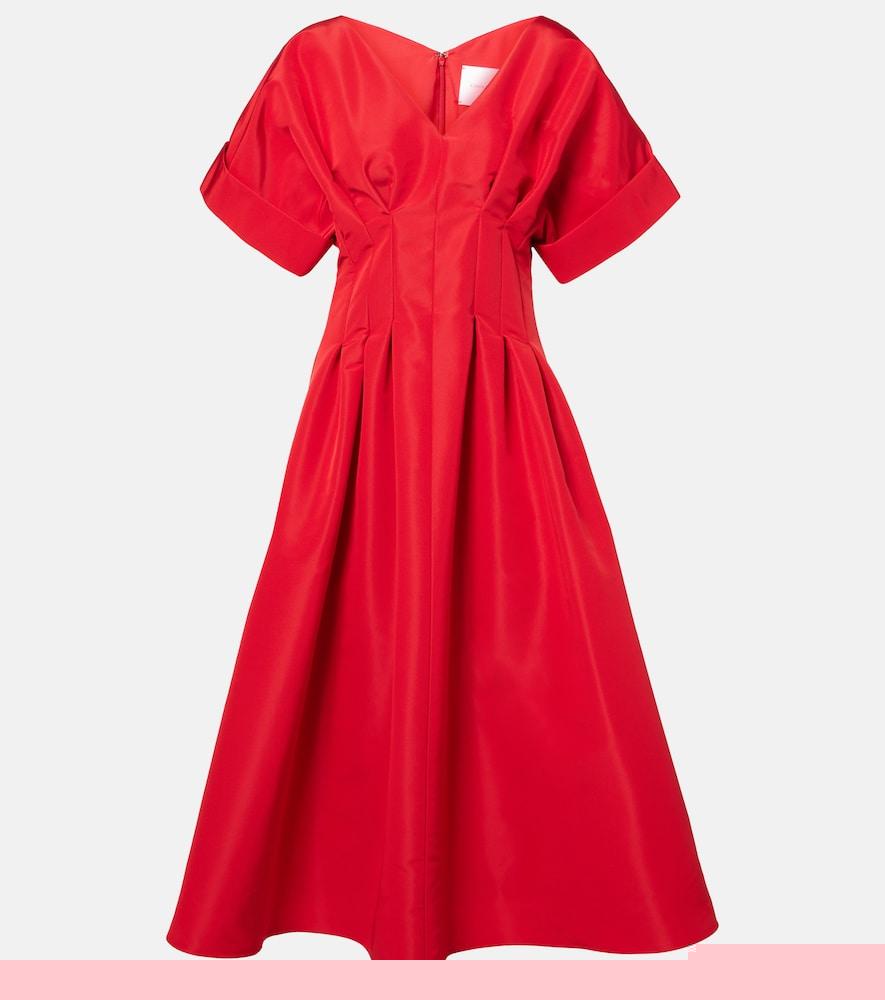 carolina herrera gathered silk midi dress