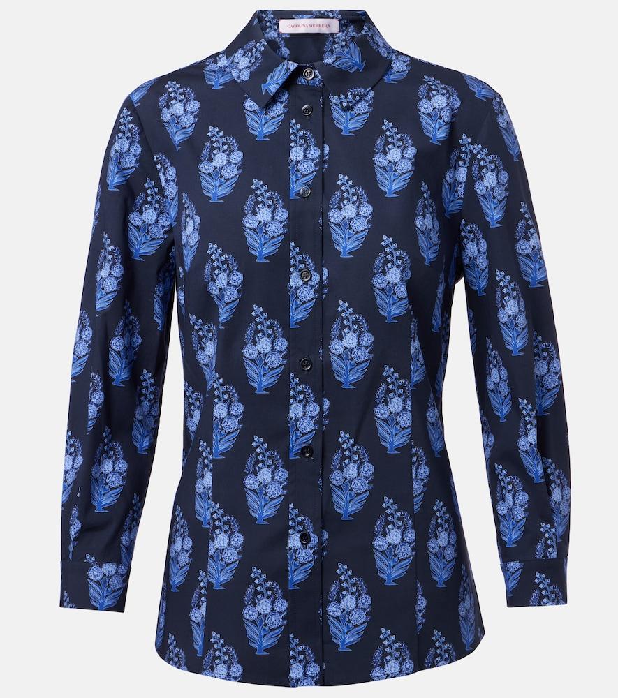 carolina herrera icon floral cotton-blend shirt