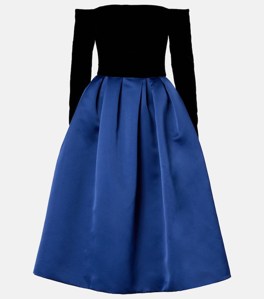 carolina herrera off-shoulder crêpe and satin cocktail dress