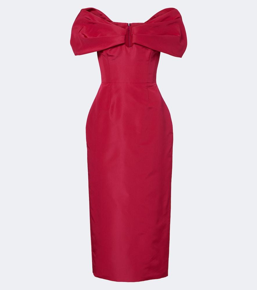 carolina herrera off-shoulder silk faille cocktail dress