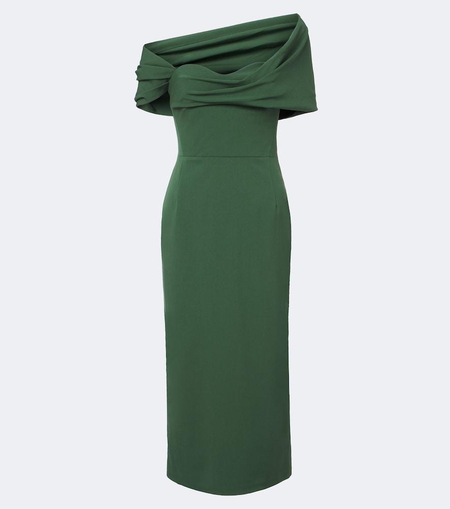 carolina herrera off-shoulder wool-blend cocktail dress