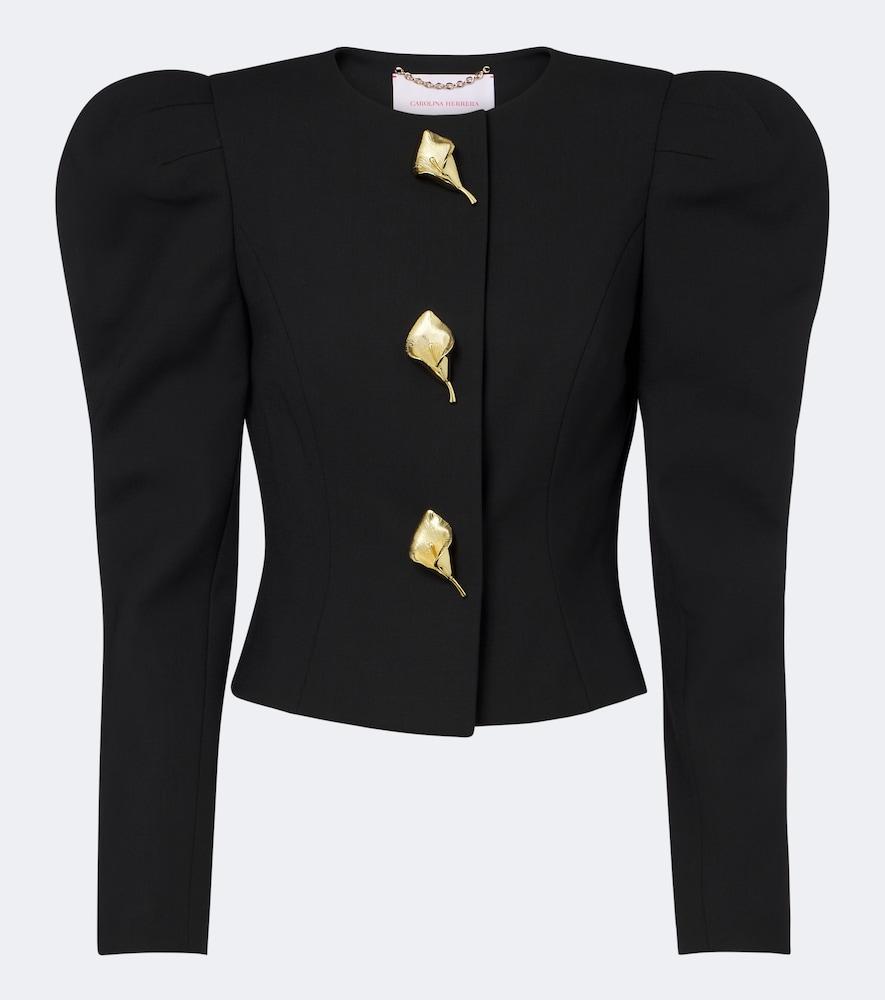 carolina herrera puff-sleeve wool-blend jacket