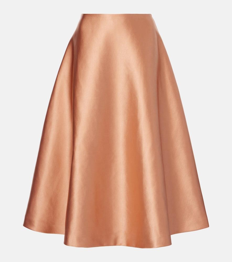 carolina herrera satin midi skirt