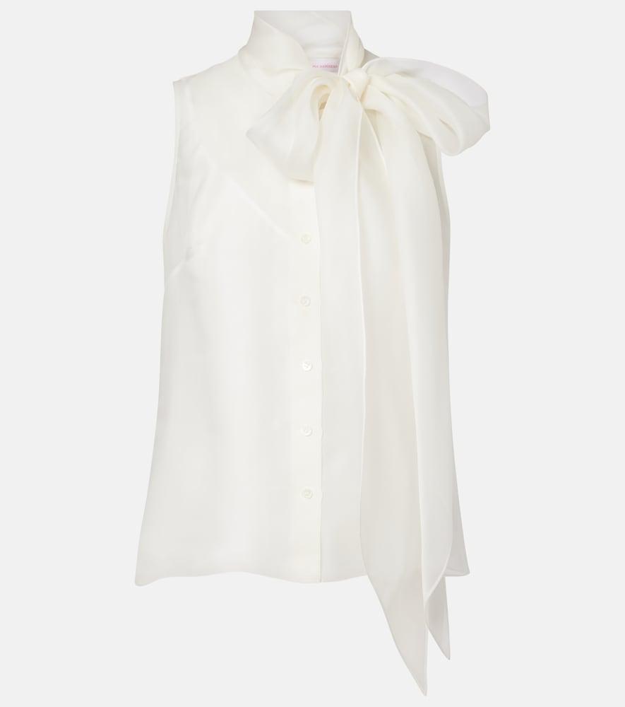 carolina herrera tie-neck silk top