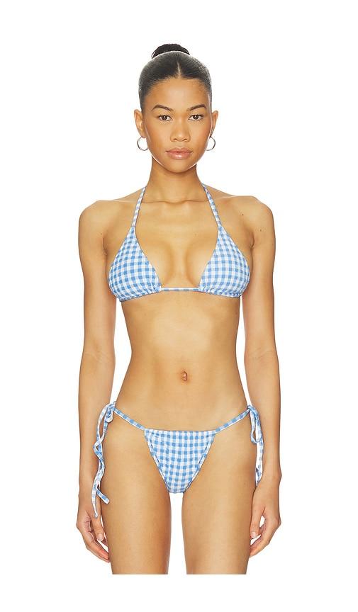 caroline constas bettina bikini top in blue. - size l (also in xs, s, m)