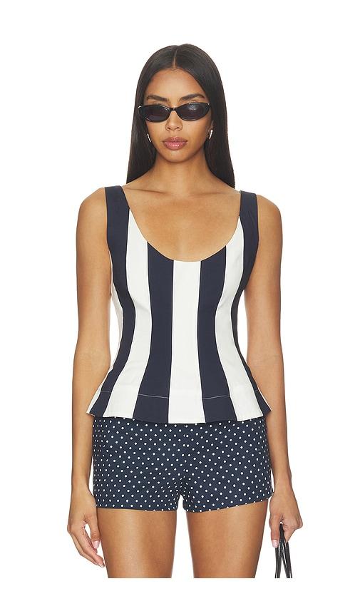 caroline constas brielle sleeveless top in navy,white. - size l (also in xs, s, m)