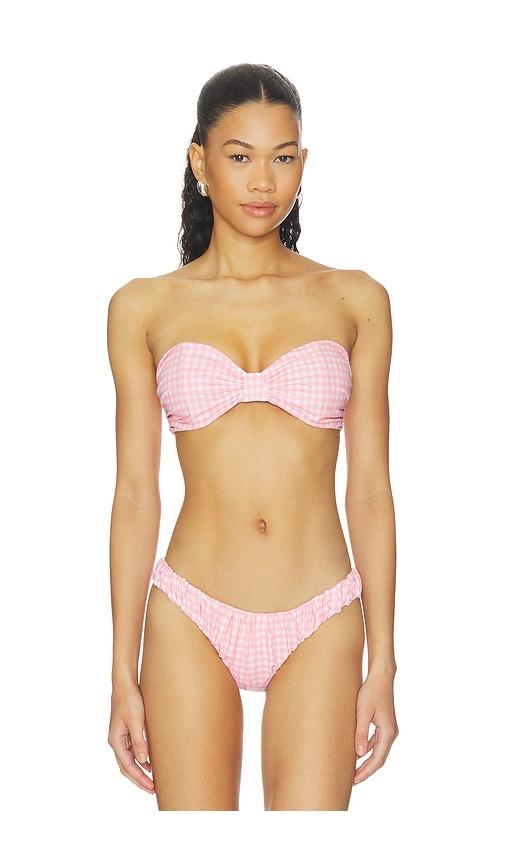 caroline constas maria bikini top in pink. - size l (also in xs, s, m)