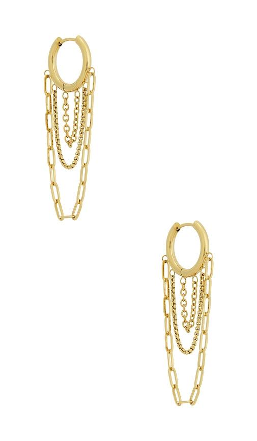 casa clara emilia statement earrings in metallic gold.