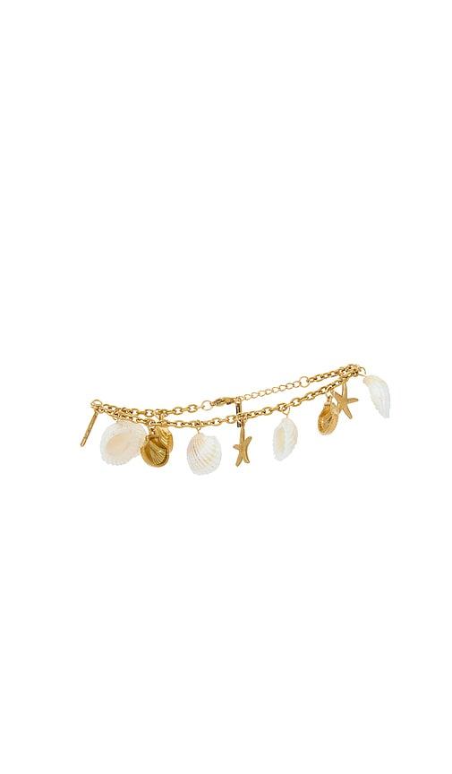 casa clara eva beach anklet in metallic gold,white.