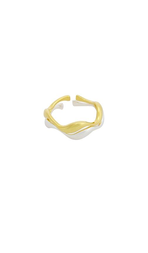 casa clara hele asymmetric ring duo in metallic gold,metallic silver.