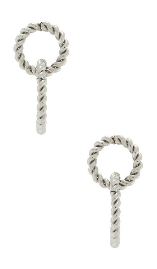 casa clara lune drop earrings in metallic silver.