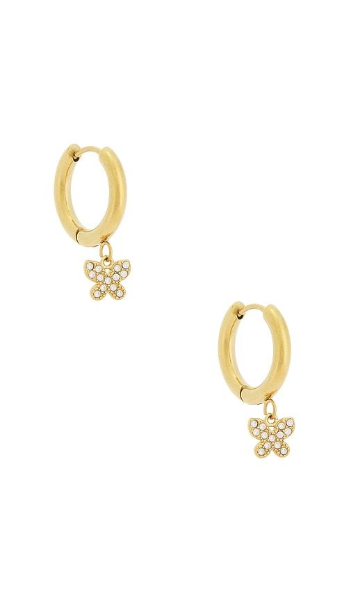casa clara mari drop earrings in metallic gold.