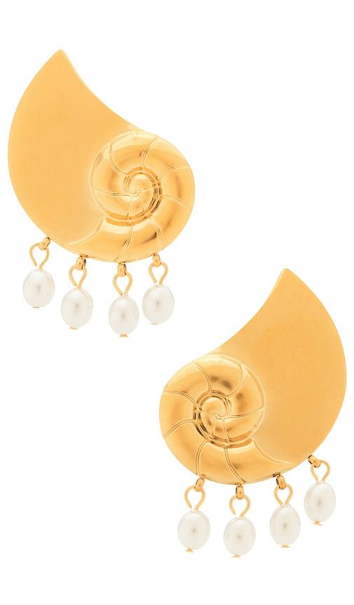 casa clara nami earrings in metallic gold.