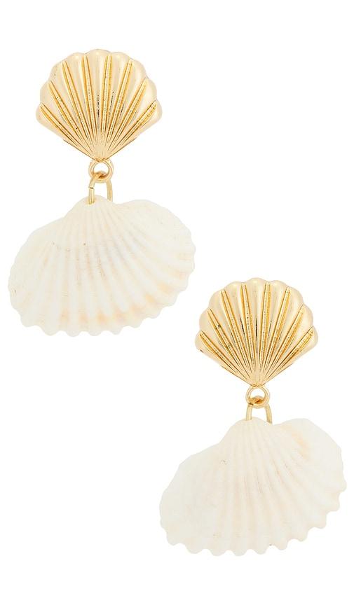 casa clara zara drop earrings in metallic gold.