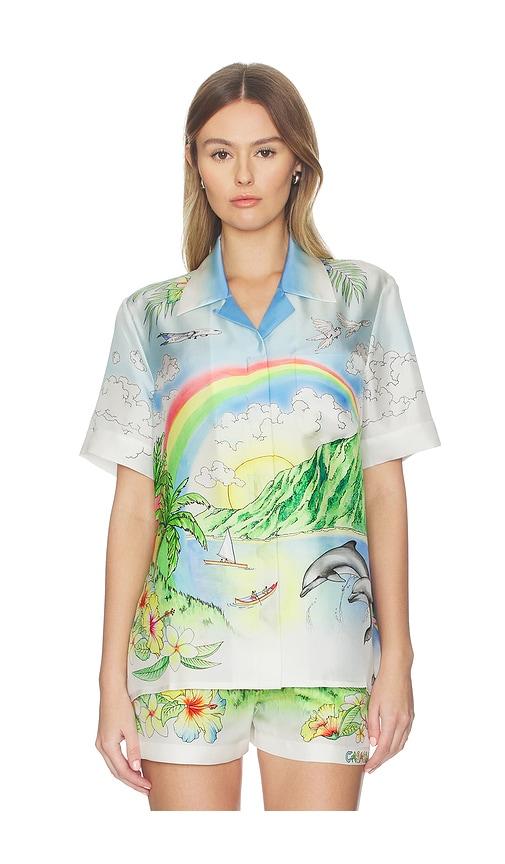 casablanca aloha shirt in baby blue,green. - size s (also in xs)