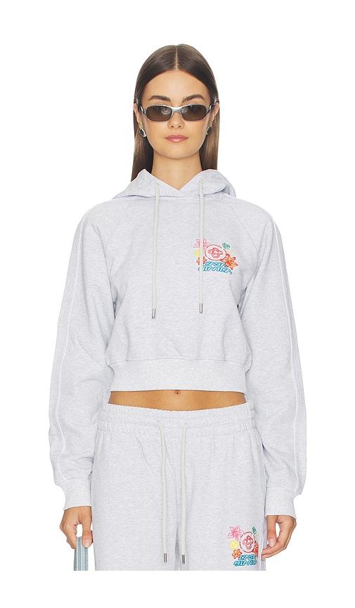 casablanca embroidered cropped hoodie in grey. - size s (also in xs)