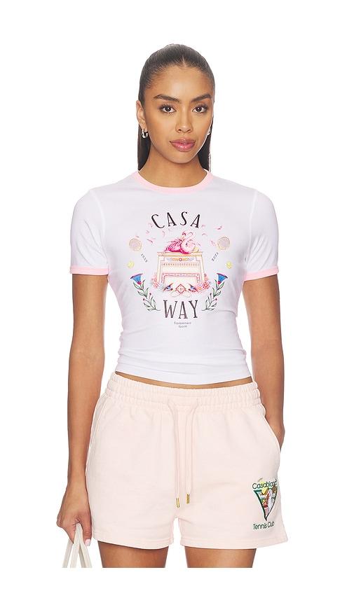 casablanca longline ringer tee in white. - size s (also in xs)