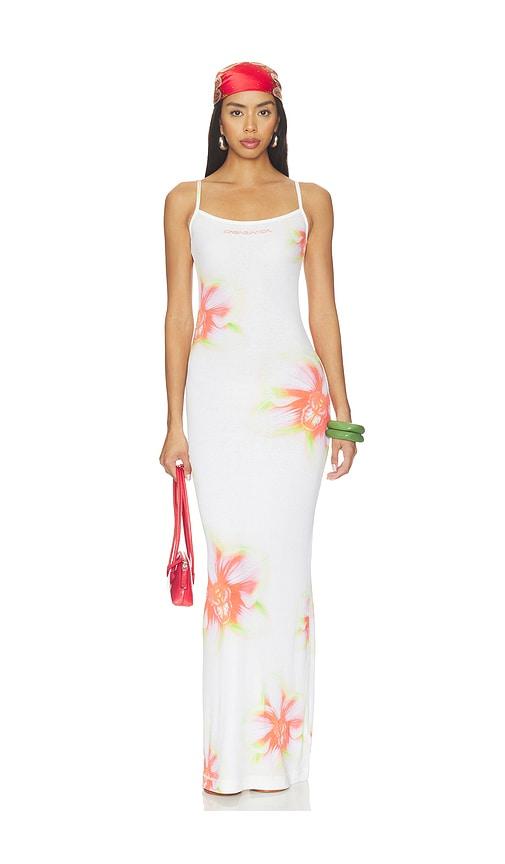 casablanca printed soft ribbed dress in cream. - size m (also in s)