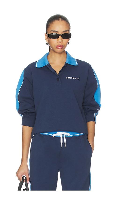casablanca punto polo collared sweatshirt in navy. - size l (also in xs)
