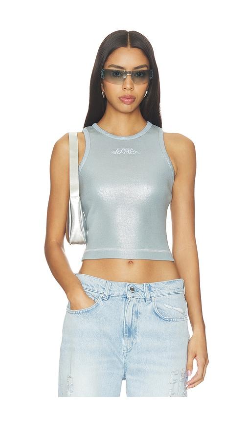 casablanca ribbed plated tank top in metallic silver. - size m (also in xs, s)