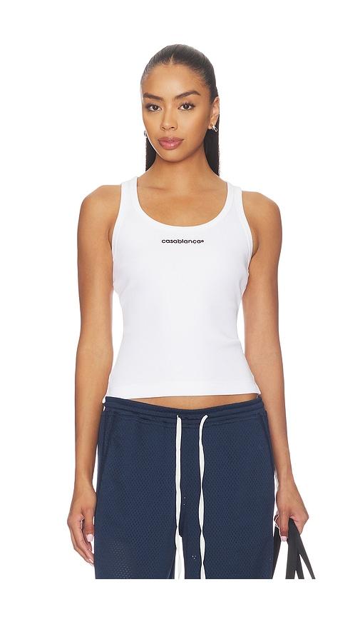 casablanca ribbed tank top in white. - size l (also in xs, s, m)
