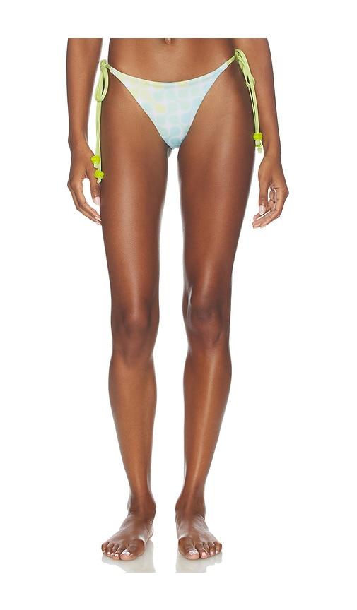 casablanca string beaded bikini bottom in green,yellow. - size m (also in xs, s)