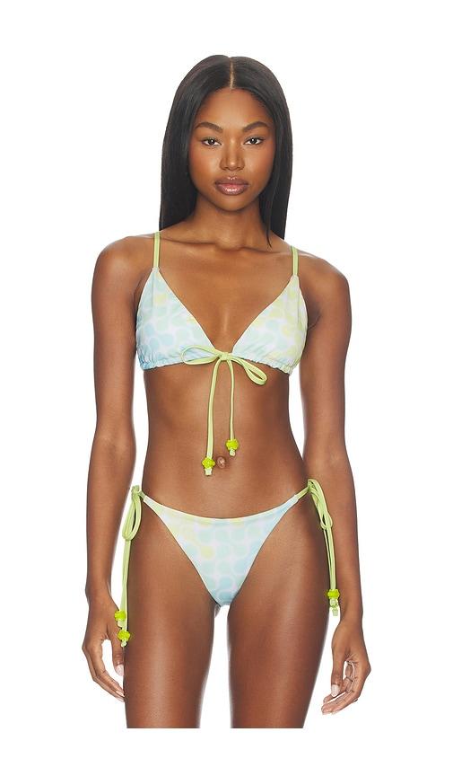 casablanca string beaded bikini top in green,yellow. - size m (also in xs, s)