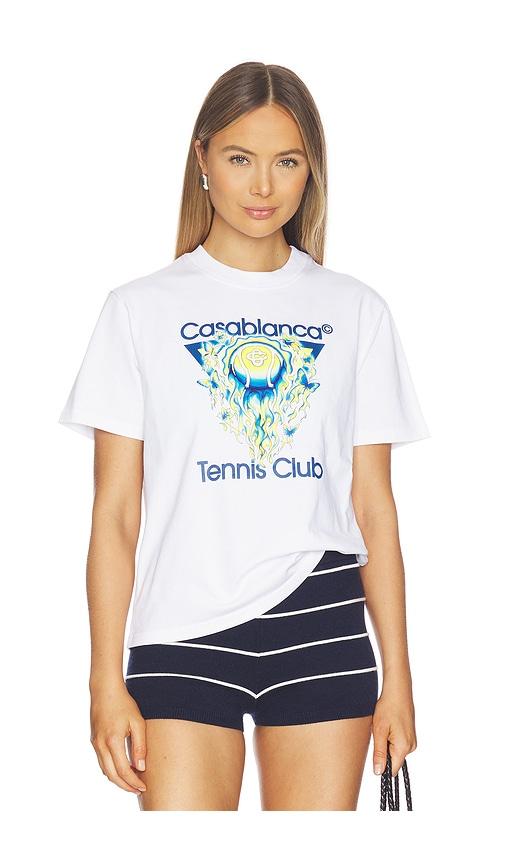 casablanca tennis club icon t-shirt in white. - size l (also in s)