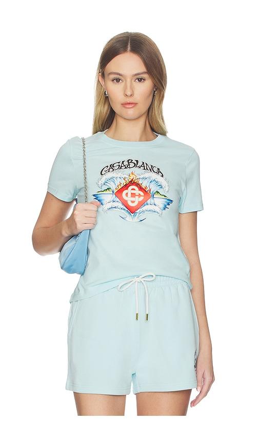 casablanca waves fitted t-shirt in baby blue. - size m (also in s, xs)