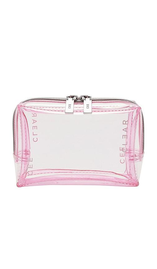 cee clear mini cosmetic case in blush.