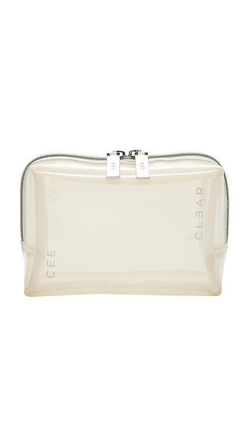 cee clear mini cosmetic case in milky.