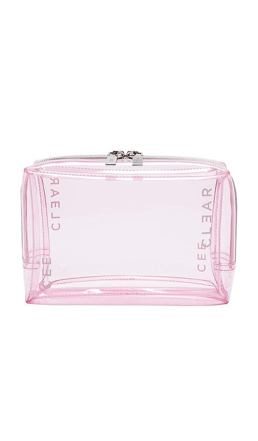 cee clear small cosmetic case in blush.