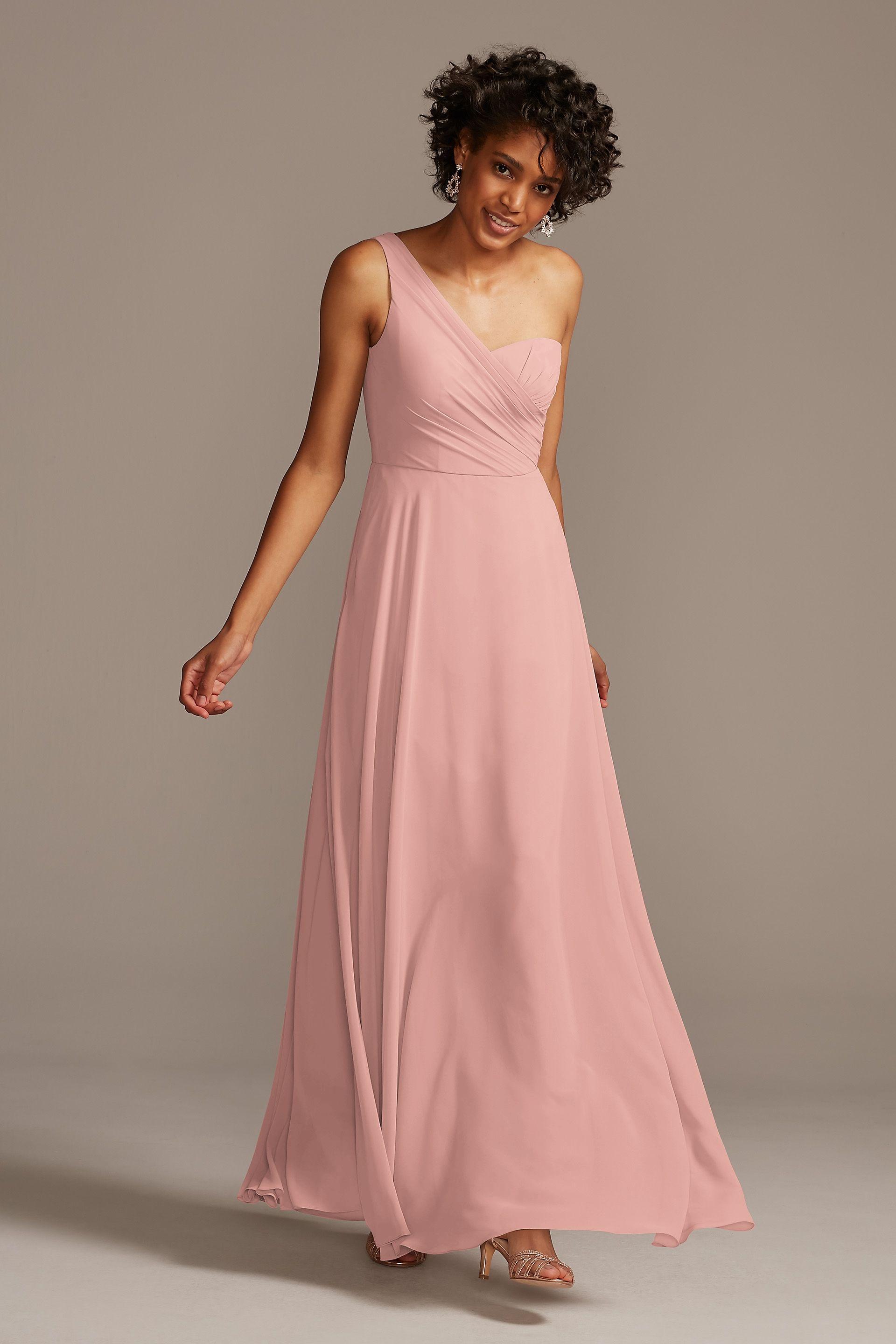 celebrate db studio full skirt dress with one shoulder in ballet size: 20 david's bridal
