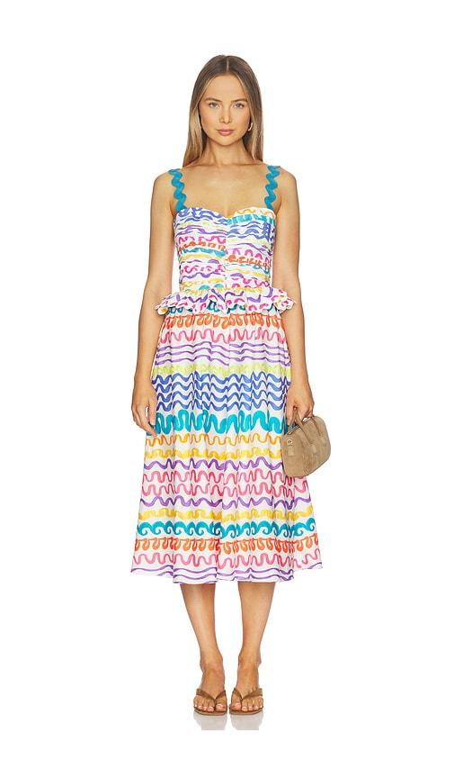 celiab serpentine dress in white,blue. - size m (also in s, xl)