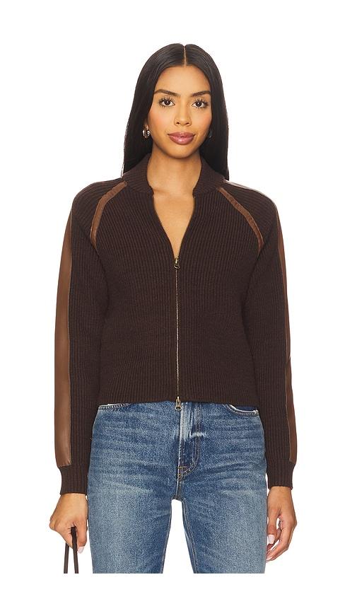 central park west atlas raglan zip up jacket in chocolate. - size m (also in s, xs)