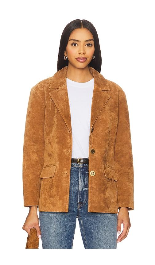central park west atlas suede boyfriend blazer in brown. - size m (also in s, xs, xl)