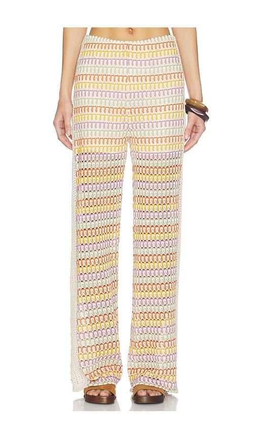 central park west celine rainbow crochet mid rise pants in yellow,beige. - size s (also in xs, xl)