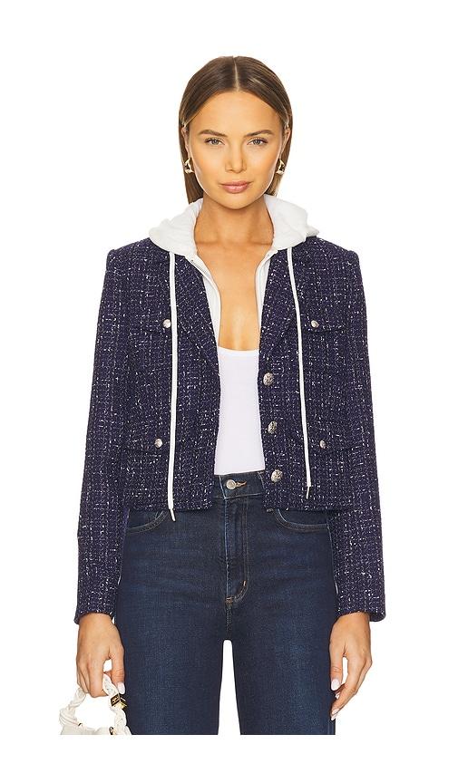 central park west crop tweed dickie blazer in navy. - size s (also in xs)