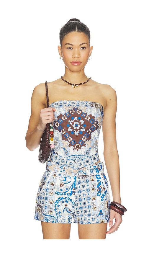 central park west inez paisley hankercheif bandau in brown,blue. - size l (also in s, xs, m, xl)