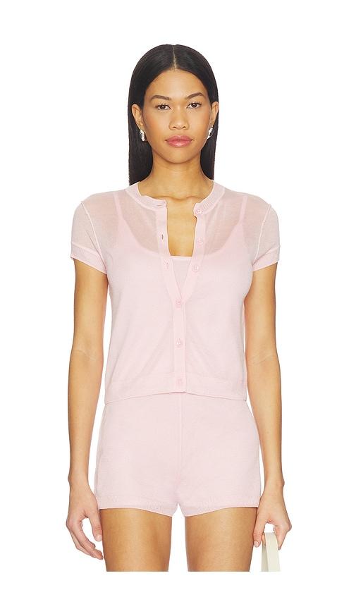 central park west serena sheer cardi with cami top in pink. - size l (also in s, xs, m, xl)