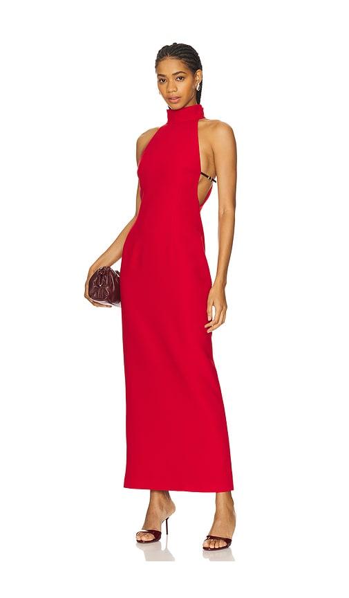 ceren ocak belt detailed dress in red. - size l (also in s)