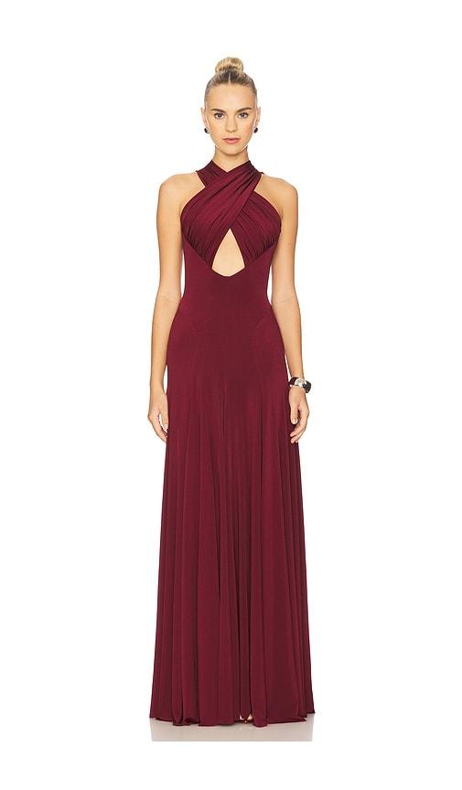 ceren ocak draped jersey dress in burgundy. - size l (also in m, s)