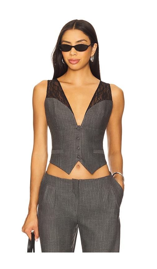 ceren ocak lace detailed vest top in grey. - size m (also in s)