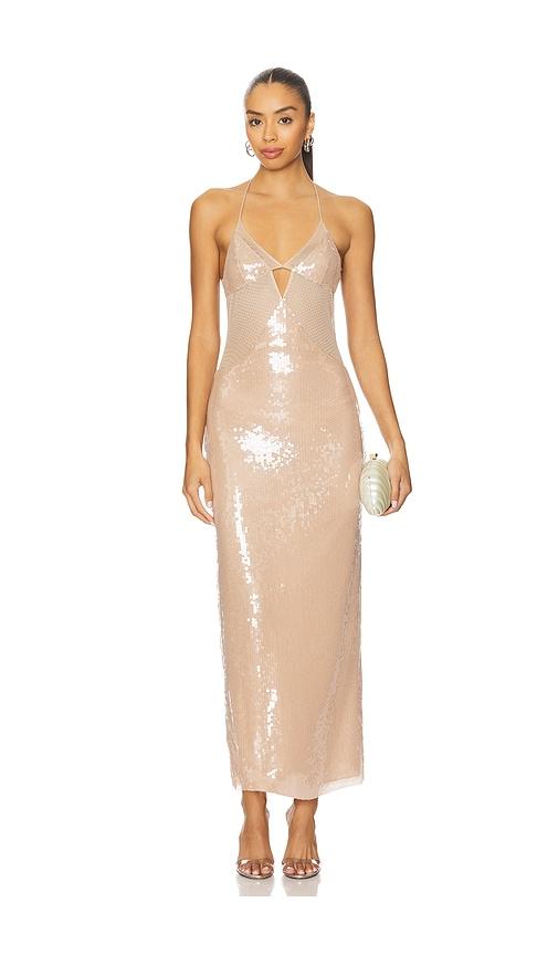 ceren ocak sequin cut-out dress in nude. - size l (also in m)