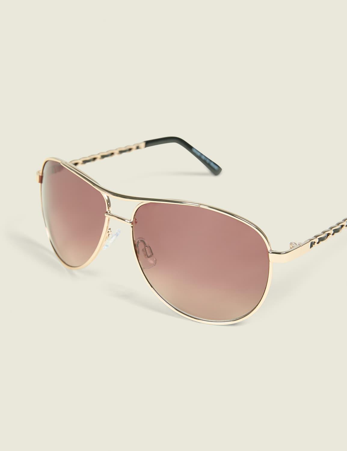 chain-link aviator sunglasses