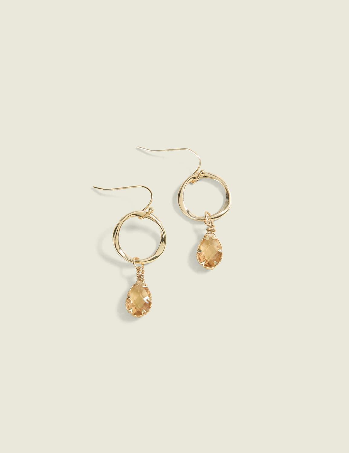 champagne imitation stone drop earrings