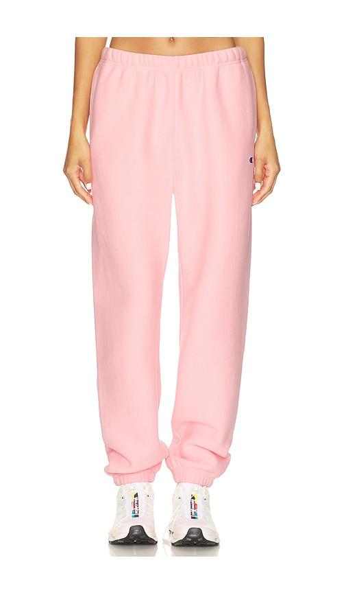 champion essentials reverse weave cinched bottom sweatpant in pink. - size m (also in s, xs)